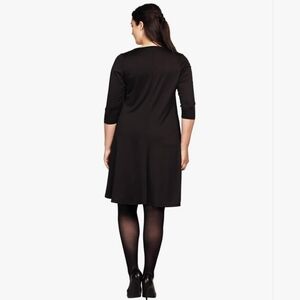 Ellos Black A-Line Scoop Neck Knit Dress with 3/4 Sleeves
